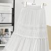 Spring 2026 Elegantly Slimming High-Waisted A-Line Midi Skirt with Lace Panels