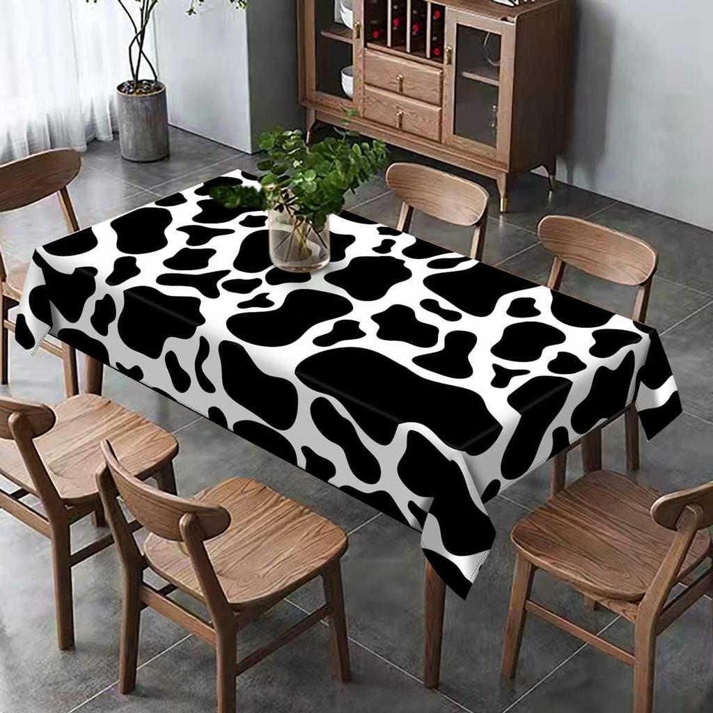 Farm Animal Cow Print Rectangle Waterproof Tablecloth Holiday Party Decorations Farmhouse Kitchen Dining Tablecloth Party Decor