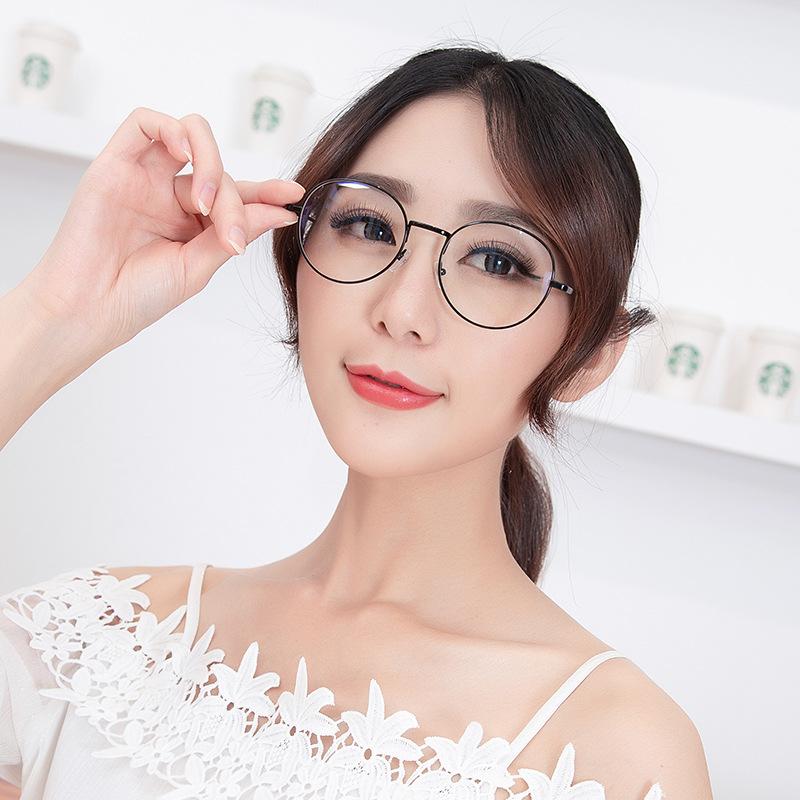 Simple Fashion Round Metal Glasses Women Men Minimalist Trend Eyewear At Home Leisure Female Male Blue Light Blocking Glasses,