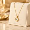 Copper Plated 18K Gold Heart-Shaped Mother of Pearl & Zircon Necklace for Women