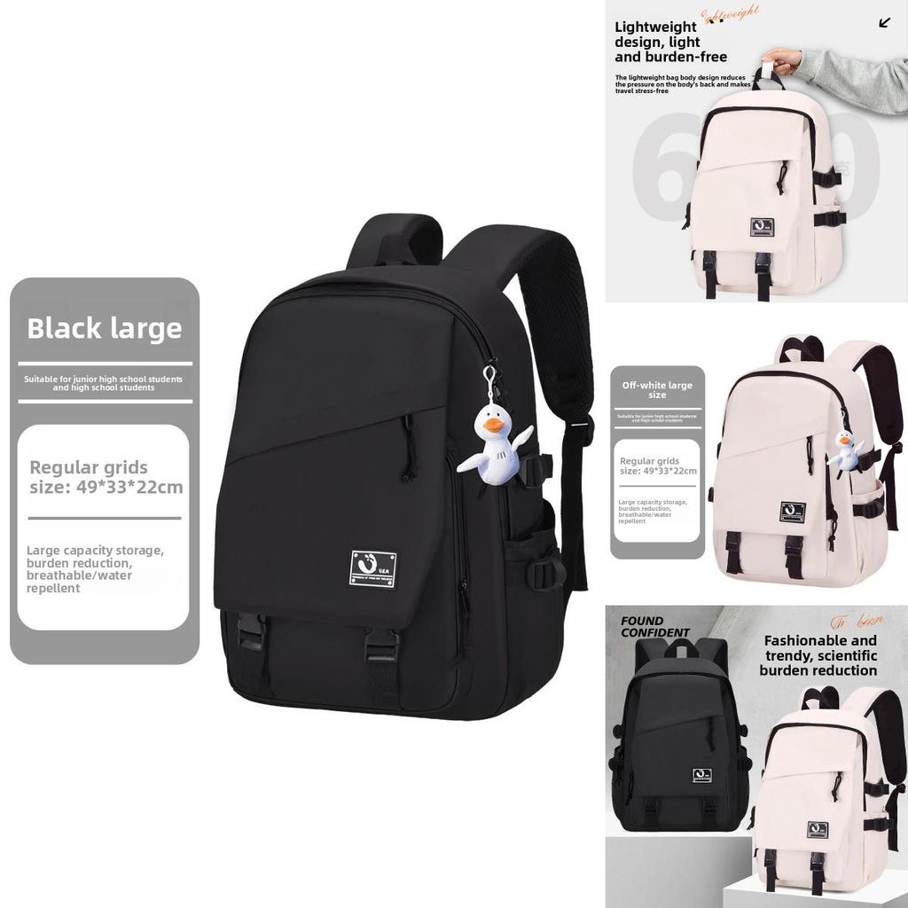 Large Capacity Solid Color Student Backpack With Anti Wear And Waterproof Technology For University And School