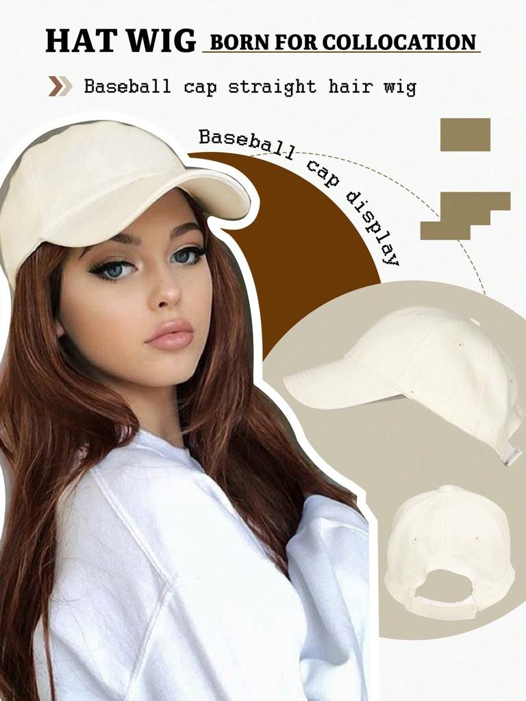 Synthetic Adjustable Off-white Hat Wigs  Seamless Connection Hair Extensions for Women