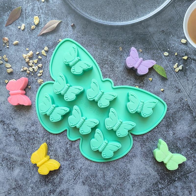 1Pcs Diy Baking Candy Pudding Cake Decoration Mold 8 Holes Butterfly Silicone Chocolate Mold Summer Ice Cube Mold Drip Glue Tool