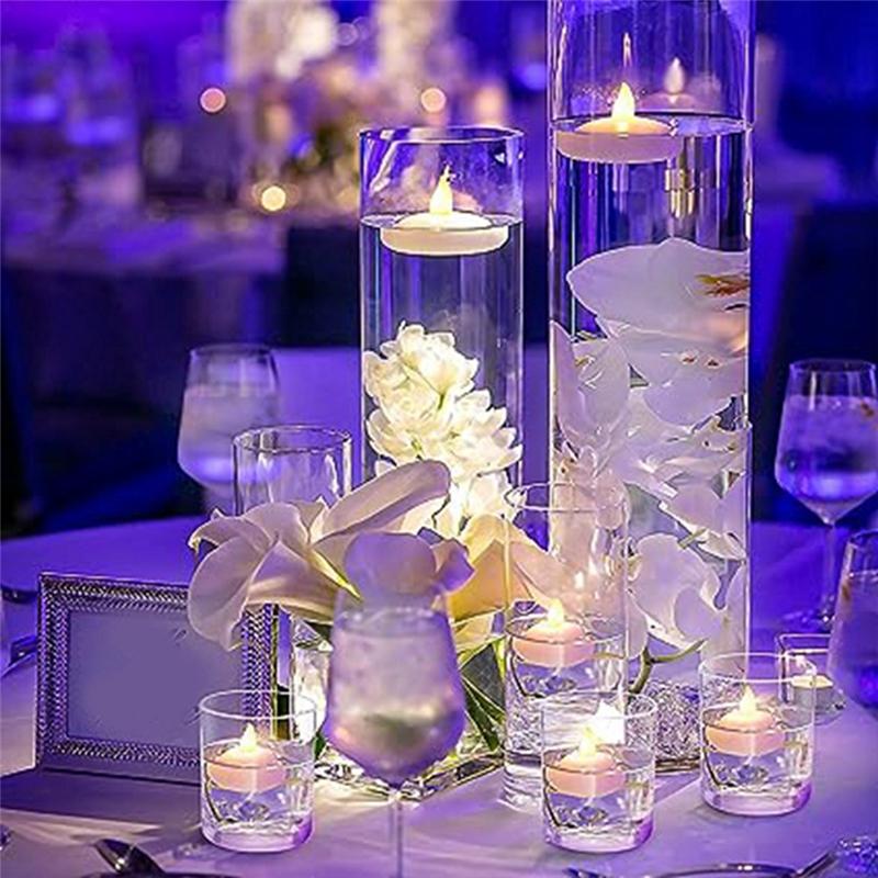 ABWR-48 Flameless Water Candles, Floating Water Electronic Candles, Wedding Party Pool Dinner Candles (Yellow Light) Easy To Use