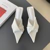 Fashion Thin Heels High-Heeled Shoes Lady Low Candy Colors Slippers Women Summer Slides Pointed Toe Pantofle Fashion 2025 Luxury Rome Sc
