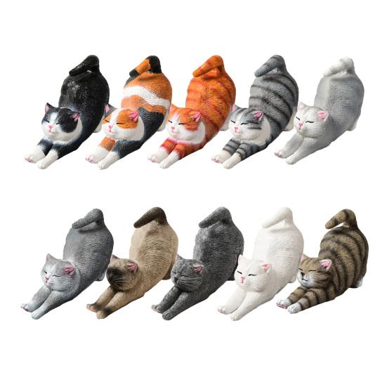 Mini Estatuetas de Gato Fofas Resina Gato Estátua se Esfriando Escultura de Gatinho Pequeno para Interior