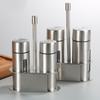 2pcs With Base Stand Salt And Shakers 304 Stainless Steel Spice Dispenser Set  For Kitchen