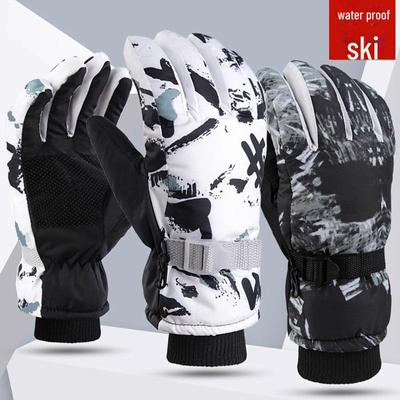 Koudebestendige, waterdichte skihandschoenen met graffiti-ontwerp voor mannen en vrouwen. Verdikt met fluwelen voering voor warmte en een antislip grip.