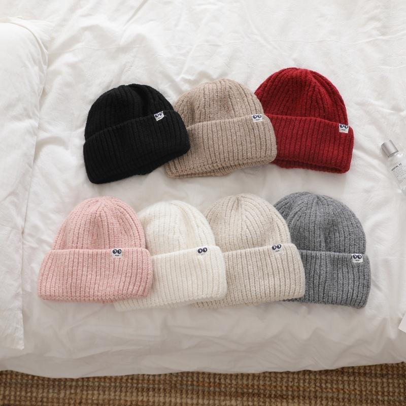 Large Head Circumference Thick Line Knitted Hat Men's Winter Thickened Warm Woolen Hat Simple Pullover Hat Cold Hat Women's Face Small
