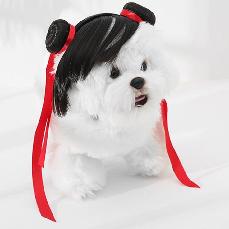 Pet Nezha Headband Dog Costume Headwear Lovely Cats Wigs Hairhoop for Halloween Party Dress Up Dog Costume Headband