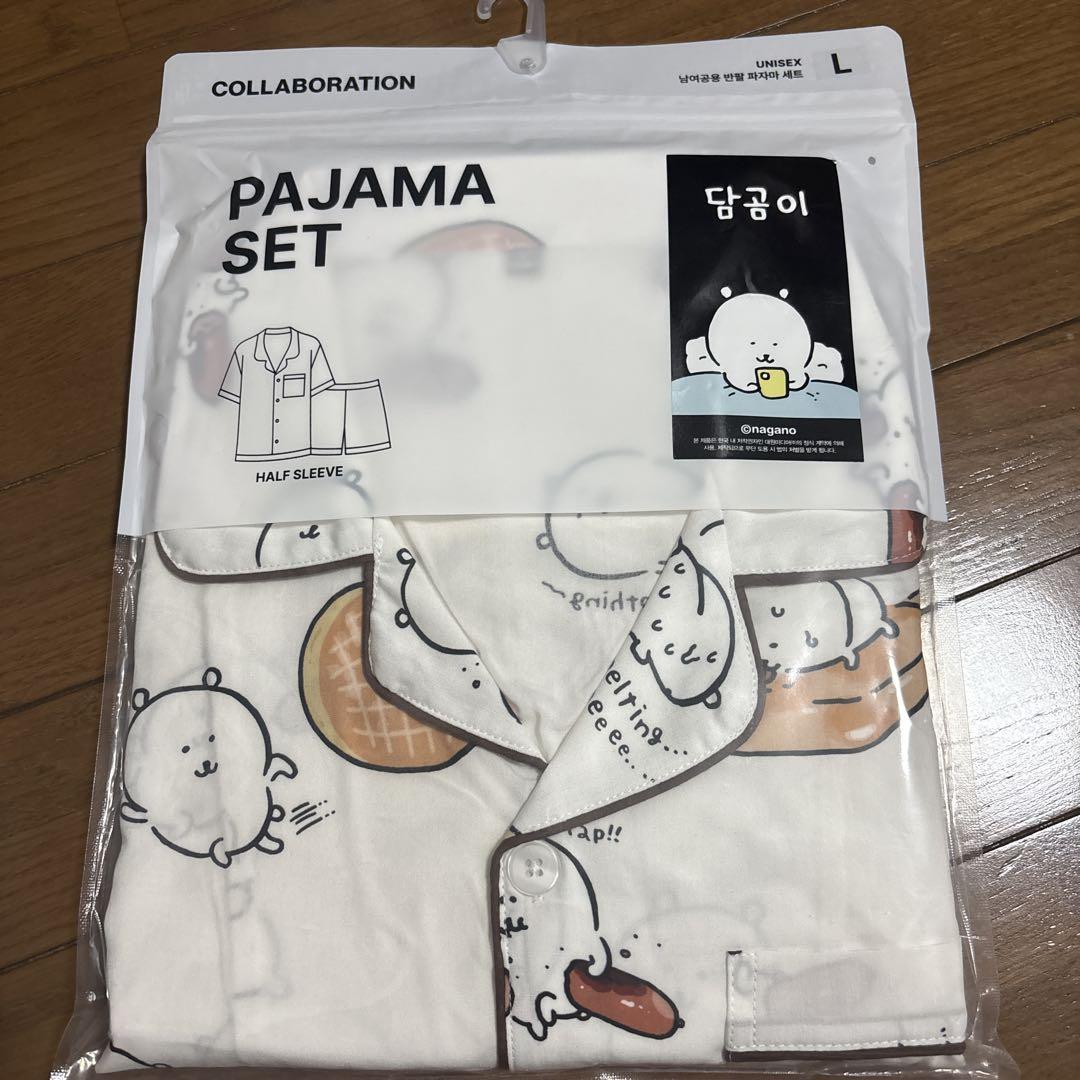 

[USED] Korean Spao Nagano Loungewear Jibun Tsukkomi Kuma Pajamas, Short Sleeves and Shorts, Size L