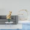 Cat Statue Animal Sculpture Art Craft Ornament for Fireplace with Metal 3 Tier Wall Hanging Shelf