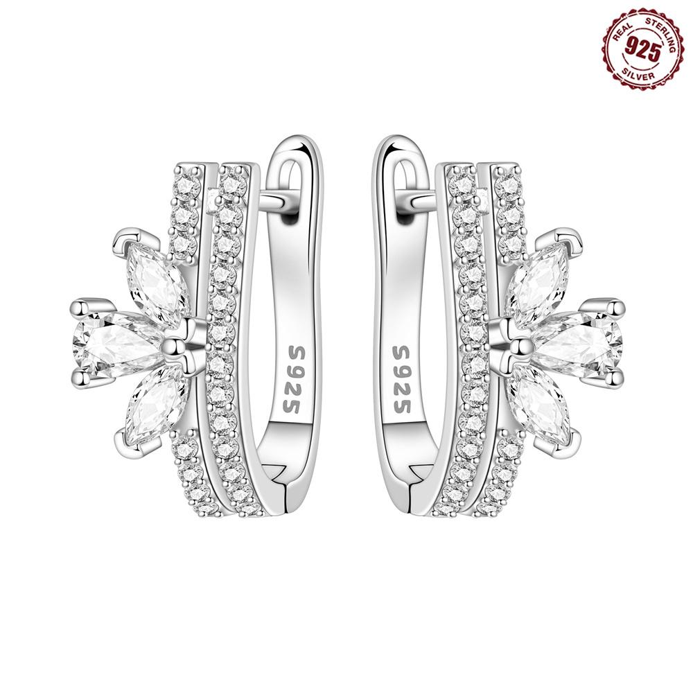 925 Sterling Kupfer kreative rosa Kronen Ohrringe, elegante und schlichte Ohrringe, Zirkon gefertigt für den täglichen Gebrauch und zur Präsentation