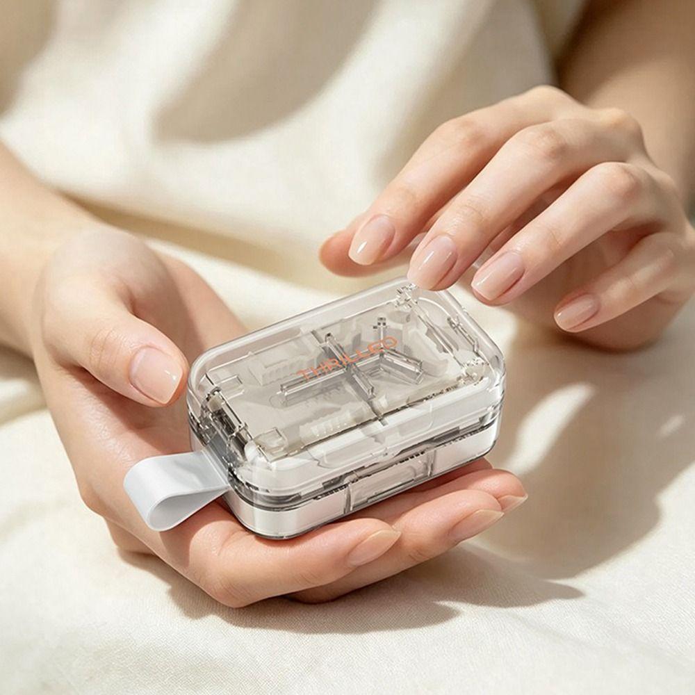 Feuchtigkeitsgeschützte Pillenteiler-Aufbewahrungsbox Staubdichter Pillenteiler zum Zerkleinern für Zuhause & Reisen