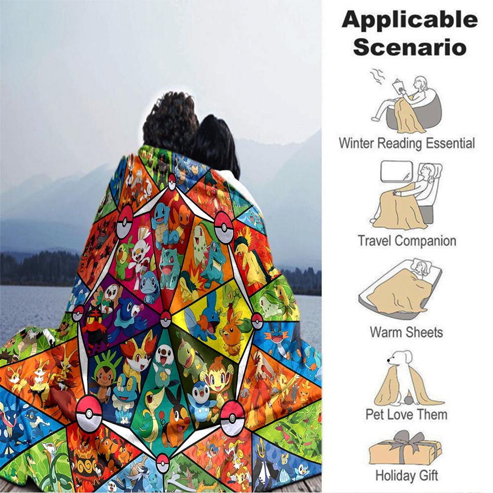 Pokemon Characters Collage Blanket Soft Throw Blanket For Home Bedroom Bed Sofa Travel Office Solid Christmas Blanket