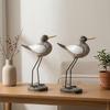 2 Pieces Wooden Bird Figurine Sculpture Artwork Statue Desktop Ornament for Shelf Office Room