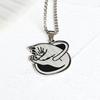 2024 Titanium Steel Black Cat Necklace For Women Men Trend Black Round Cat Pendant Sweater Chain Couple  Neck Accessories
