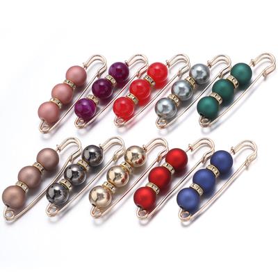 5 Stück/Los Farbe Imitation Perlen Broschen Strass Hosen Befestigungsstifte für Kleidungsdekoration Taillenclips Broschenzubehör
