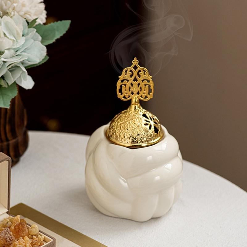 Arabic Ceramic Incenses Burners with Lid Set for Meditations and Home Fragrances Diffuser Eid Ramadans Bakhoors Burners