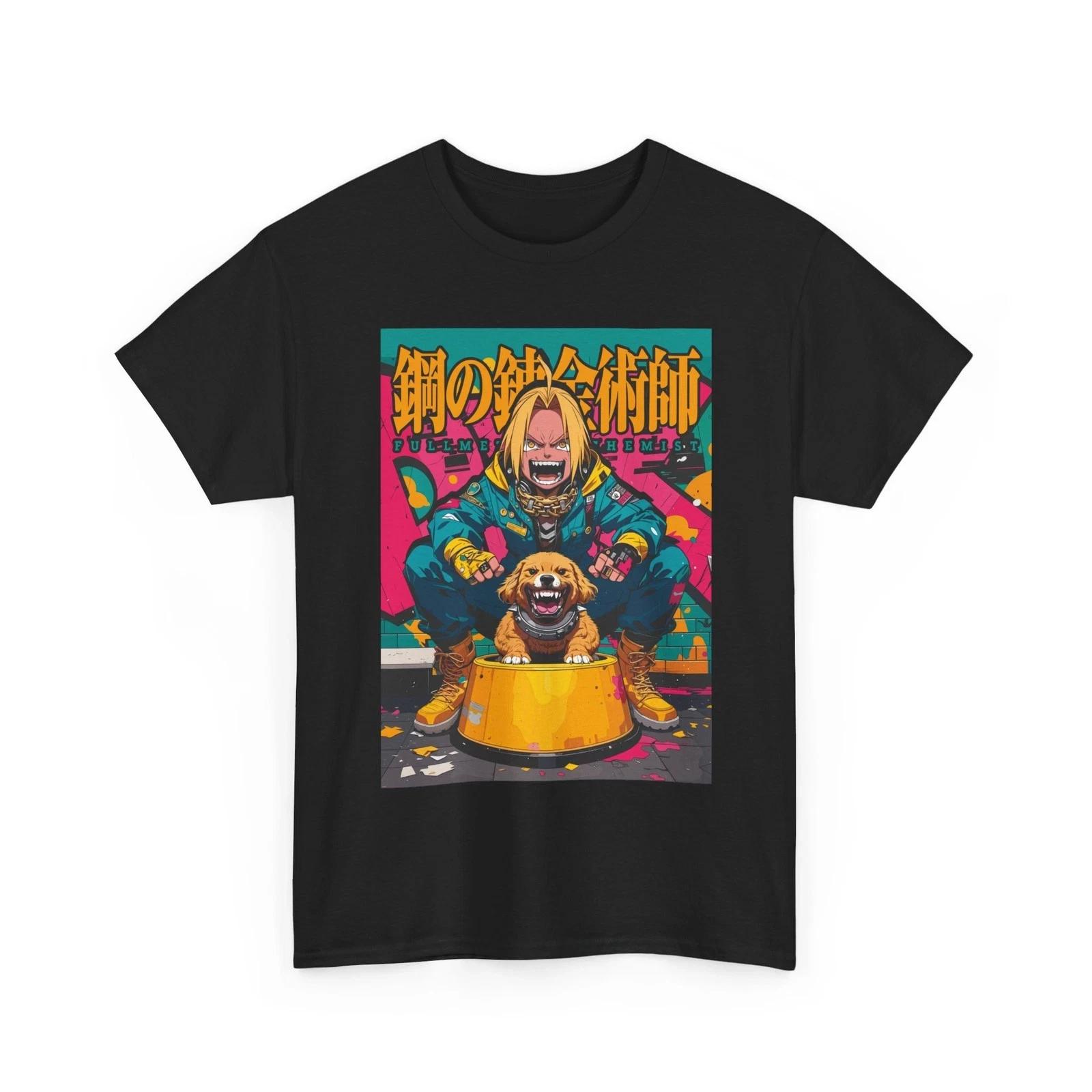 Fullmetal Alchemist T-Shirt, Anime Manga Alphonse Elric Black Tee Shirt M