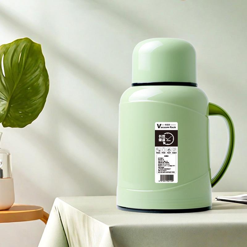 Hotel Commercial Vacuum Flask Large Capacity Hot and Cold Thermos Home Office Sealed Leak Proof Glass Liner Vacuum Flask [1000ml]Green thickened version