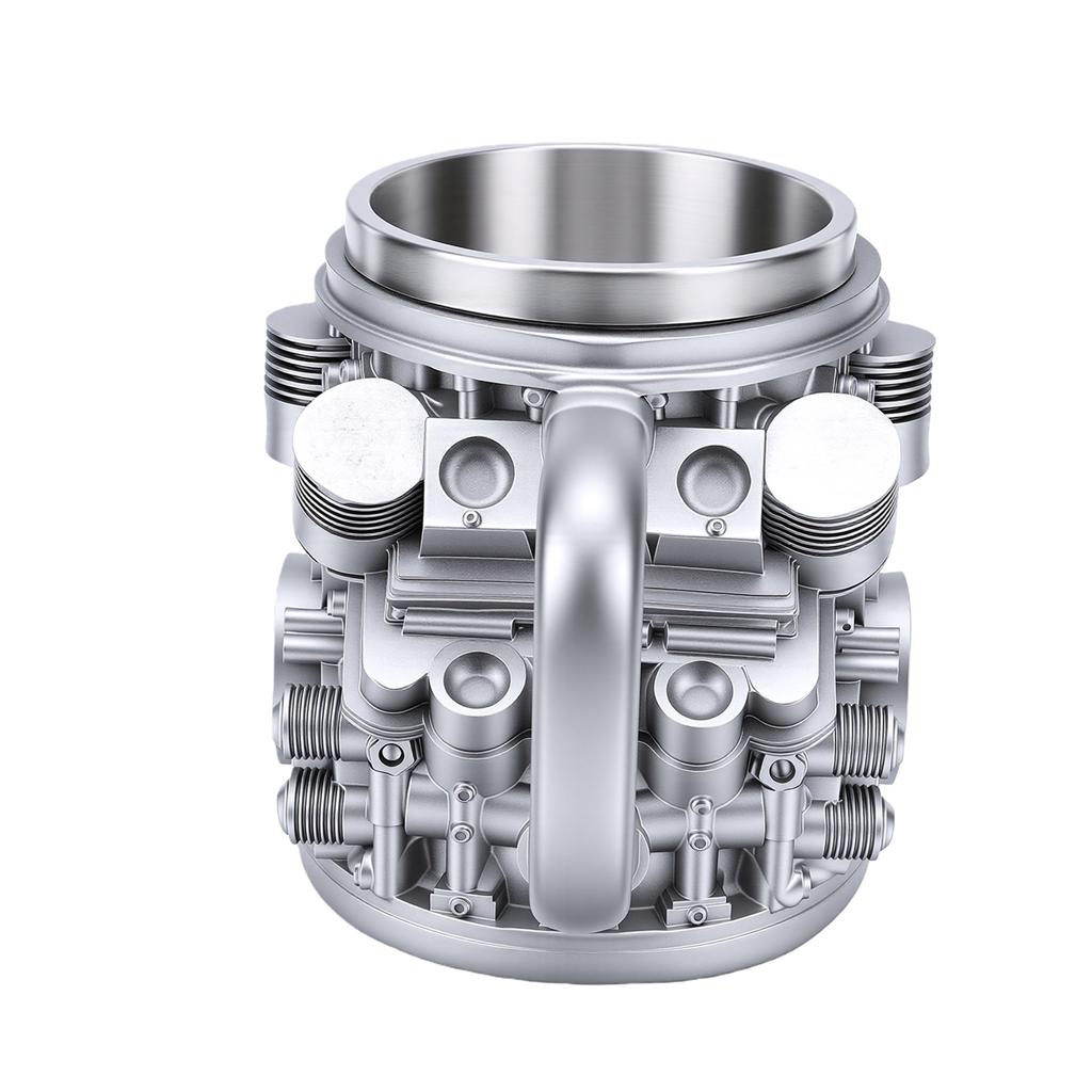 Coffee Mug Reusable Resin Stainless Steel Engine Coffee Cup with Ergonomic Handle for Present