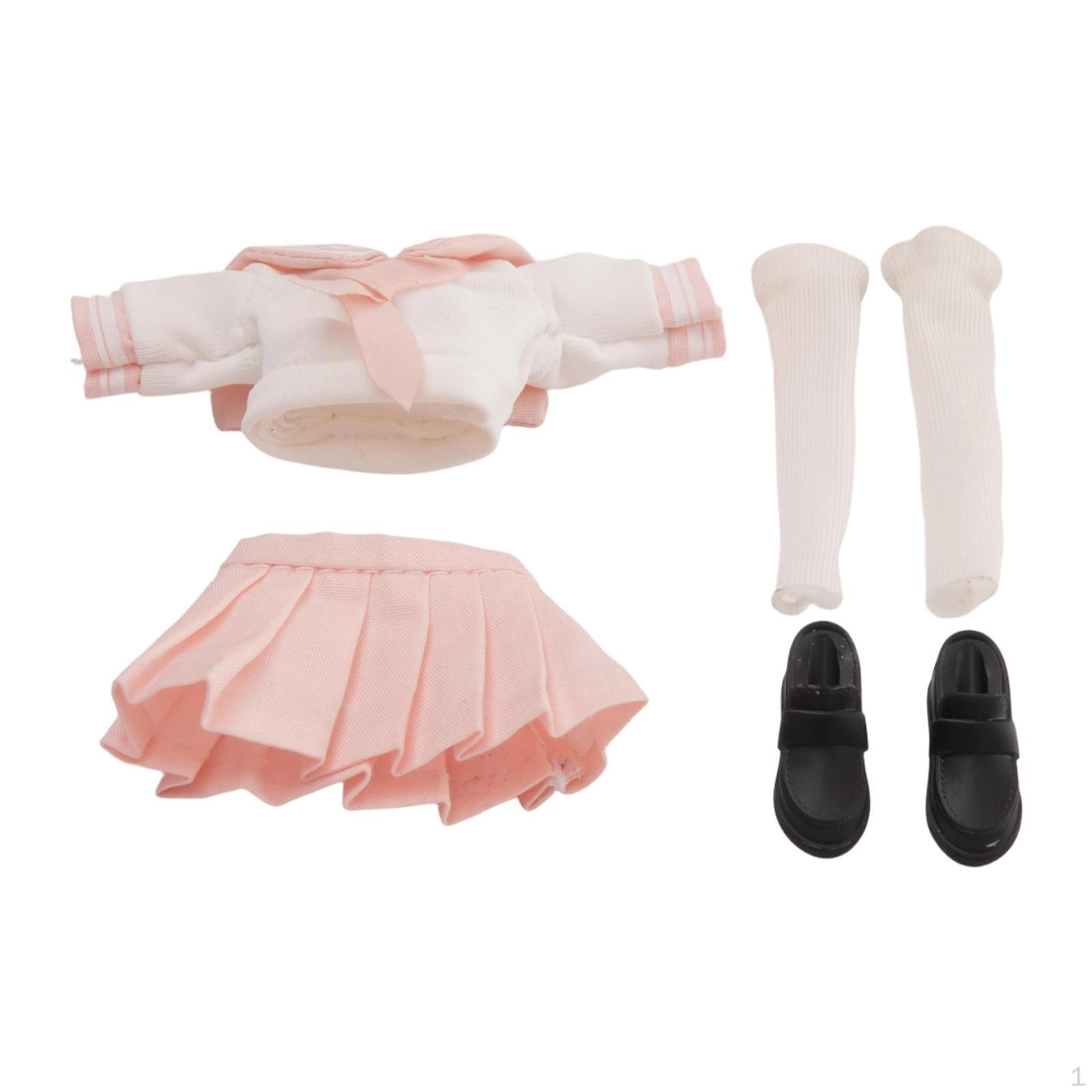 

1/ Female Figures Clothing Miniature Figure Skirt Shirt Shoes Suit Appearance PP Suitable розовый
