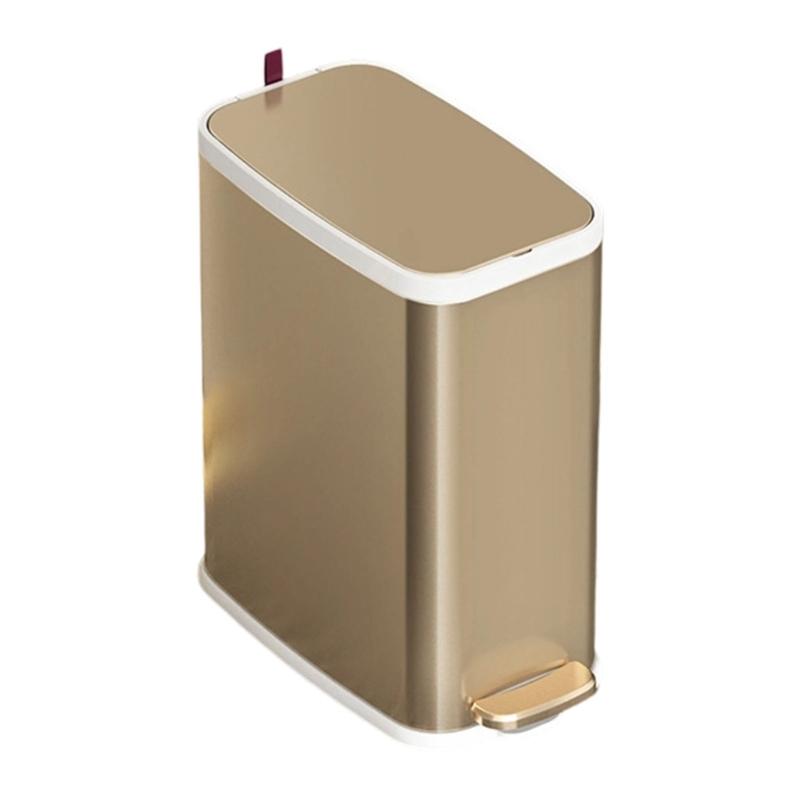 Easy Clean Trash Can Food Grade Stainless Steel Including Quiet Close Lid and Foot Pedal Operations
