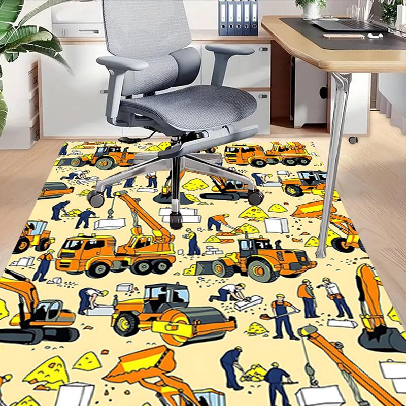 1PC Construction Workers Non-Slip Floor carpet, Office, family, bedroom, Studio - Large Area Rug, Vibrant Colors, Longlasting Material-X412