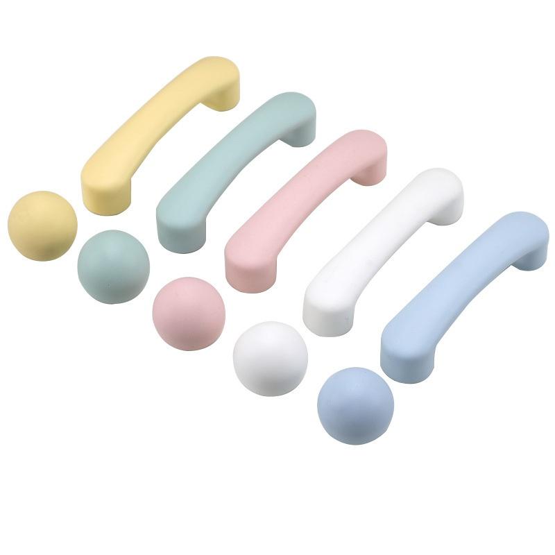 Nordic Style Ceramic Cabinet Handles for Kids Room Macaron Color Round Drawer Knobs Pulls Children Furniture Hardware