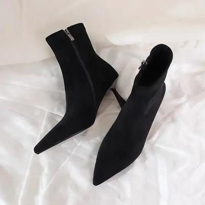 New Style Pointed Toe Women Sock Boots Fashion Side Zippers Shoes Autumn Winter High Heel Women's Morder Short Booties