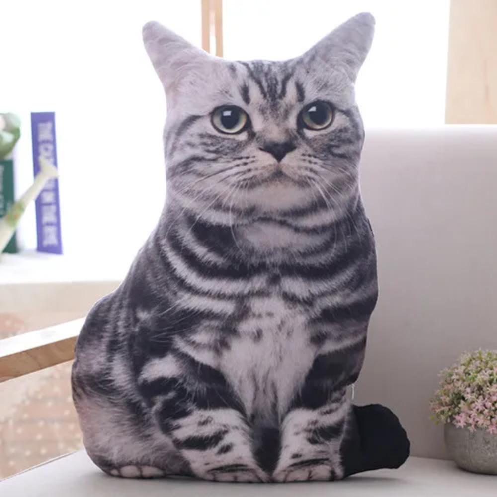 3D/35cmCat Figures Pillows Soft Simulation Cat Shape Cushion Sofa Decoration Throw Pillows Cartoon Plush Toys Friend Kids Gifts
