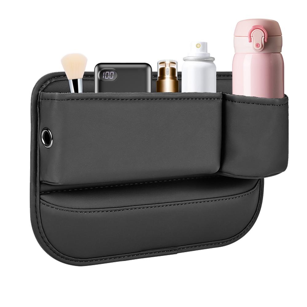 Cutie de depozitare pentru crăpături pentru scaune de mașină, umplere automată a fantelor pentru scaune, organizator multifuncțional, organizator de consolă din piele, cu suport pentru pahare, mașină