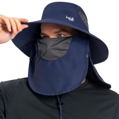 Bassdash Chapéu de pesca dobrável omnidirecional com proteção solar UV repelente de água chapéu para atividades ao ar livre unissex [Bassdash] [360° 3WAY] UPF50+ (Azul escuro)