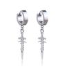 1 Paire Boucles d'Oreilles Clip Oreille Indolore en Acier Inoxydable pour Hommes Femmes Punk Épée Croix Noir Faux Boucles d'Oreilles Bijoux Cadeaux