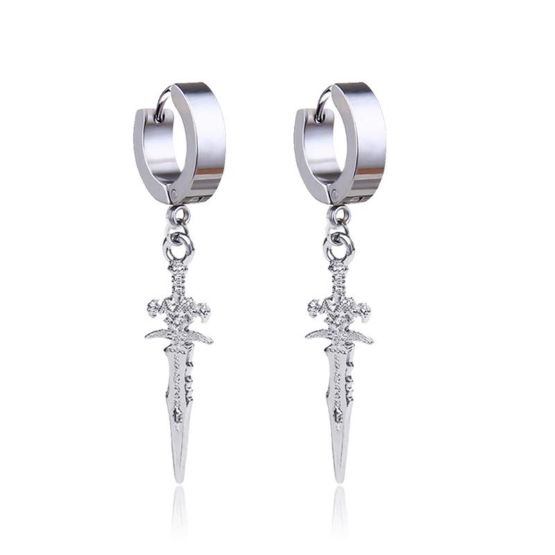 

1 Pairs Stainless Steel Painless Ear Clip Earrings for Men Women Punk Sword Cross Black Non Piercing Fake Earrings Jewelry Gifts