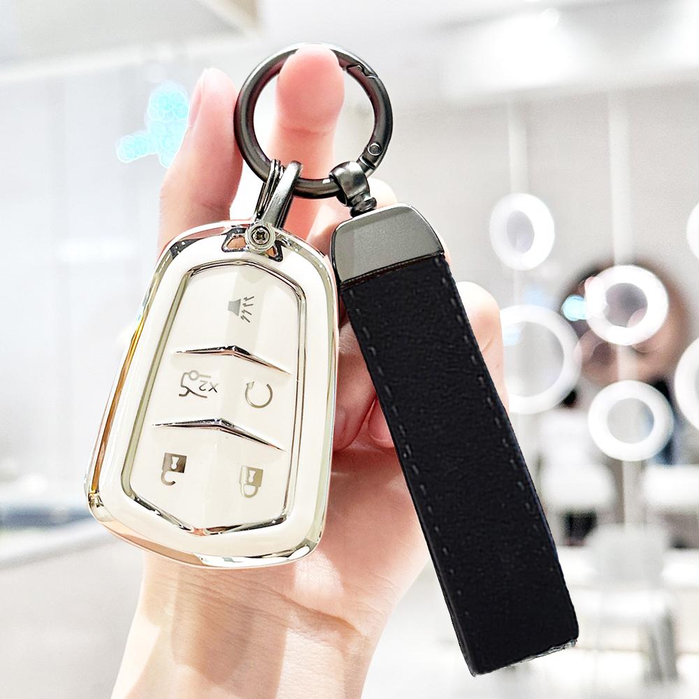Tpu Silver Edge Car Key Cover Case For Cadillac Escalade Esv Xt5 Xt4 Xt6 Ct5 Ct6 Ct4 Xts Auto Shell Fob Holder Accessories