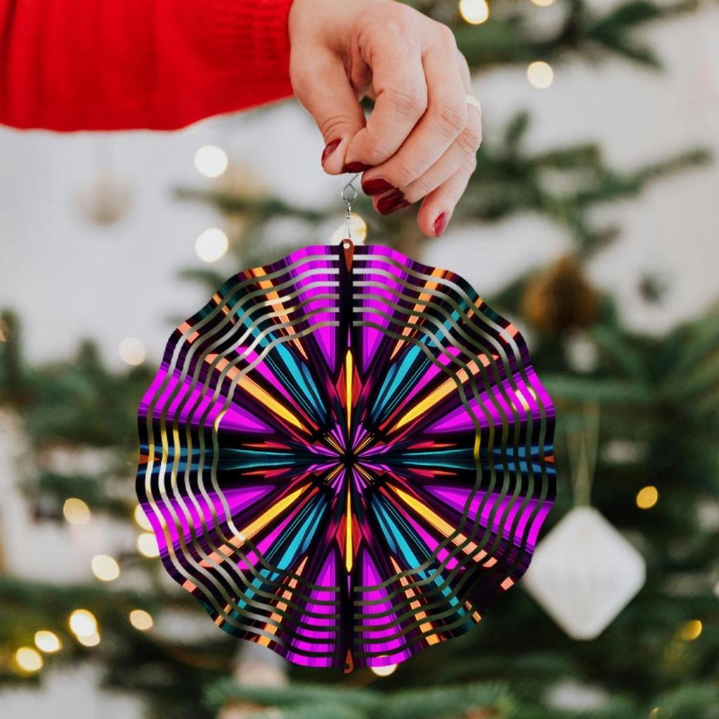 10 Inch Metal Mandala Wind Chime for Outdoor Decor Rotating Hook Garden Balcony Hanging Ornament No Batteries Needed Perfect Gift for Spring Summer