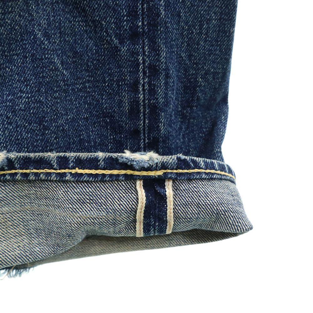 Denime Back Rivet Red Selvedge Straight Denim Pants Button Fly Jeans Men's Used