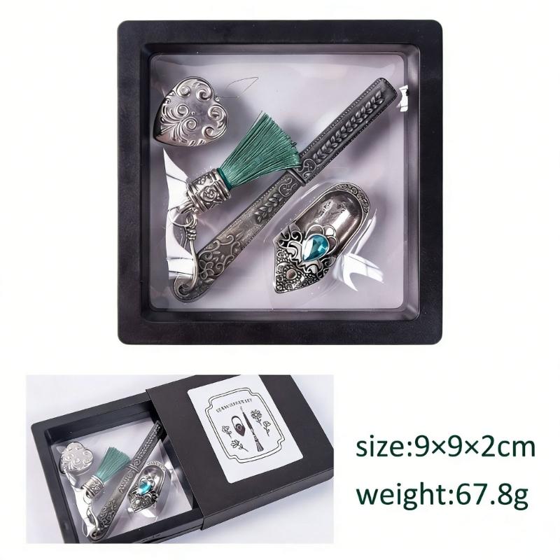 Retro Metal Seam Ripper With Magnetic Needle Threader And Thimble Finger Cover For Sewing Clothing Repair and Tailoring
