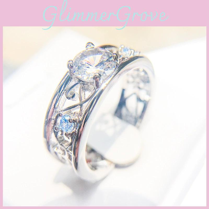 European Style Brass And Steel Geometric Ring With Blue Sapphire Decorative Jewelry