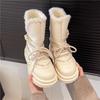 Thick-soled white snow boots women's 2025 new winter waterproof and non-slip Martin boots short boots velvet Northeast large cotton shoes