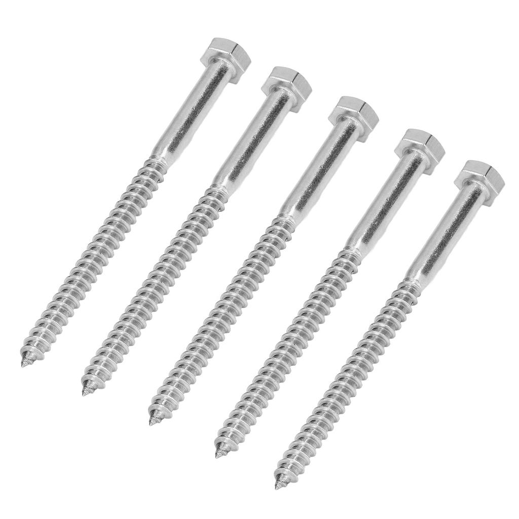 304 Stainless Steel Half Thread Bolt Wood Hex Lag Screws Self Tapping Wood Coach ScrewM8x120MM