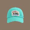 Happy Camper Patchwork Baseball Cap  Adjustable Snapback Lightweight Polyester Distressed Design with Forest  Campfire Graph