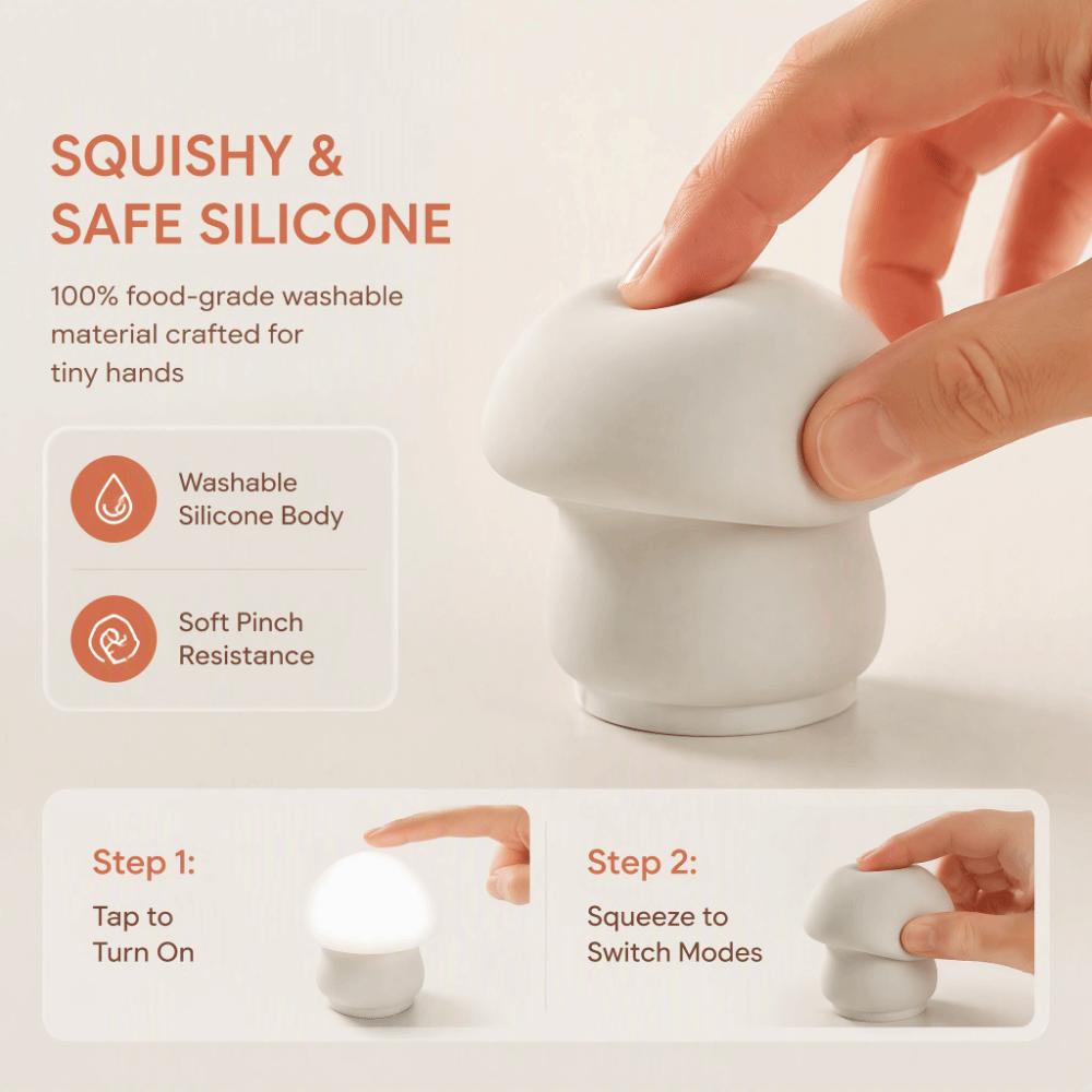 Silicone LED Mushroom Lamp 12.5 x 11.6cm Silicone Night Lamp Mushroom Nightlight Bedroom Use