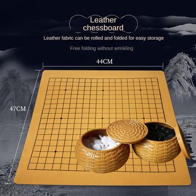 Tragbares Weiqi Go Spiel Faltbares Schachbrett aus Leder Schachfiguren aus Harz Gomoku Brett Tischschlacht Familienunterhaltungsspiele Spielzeug