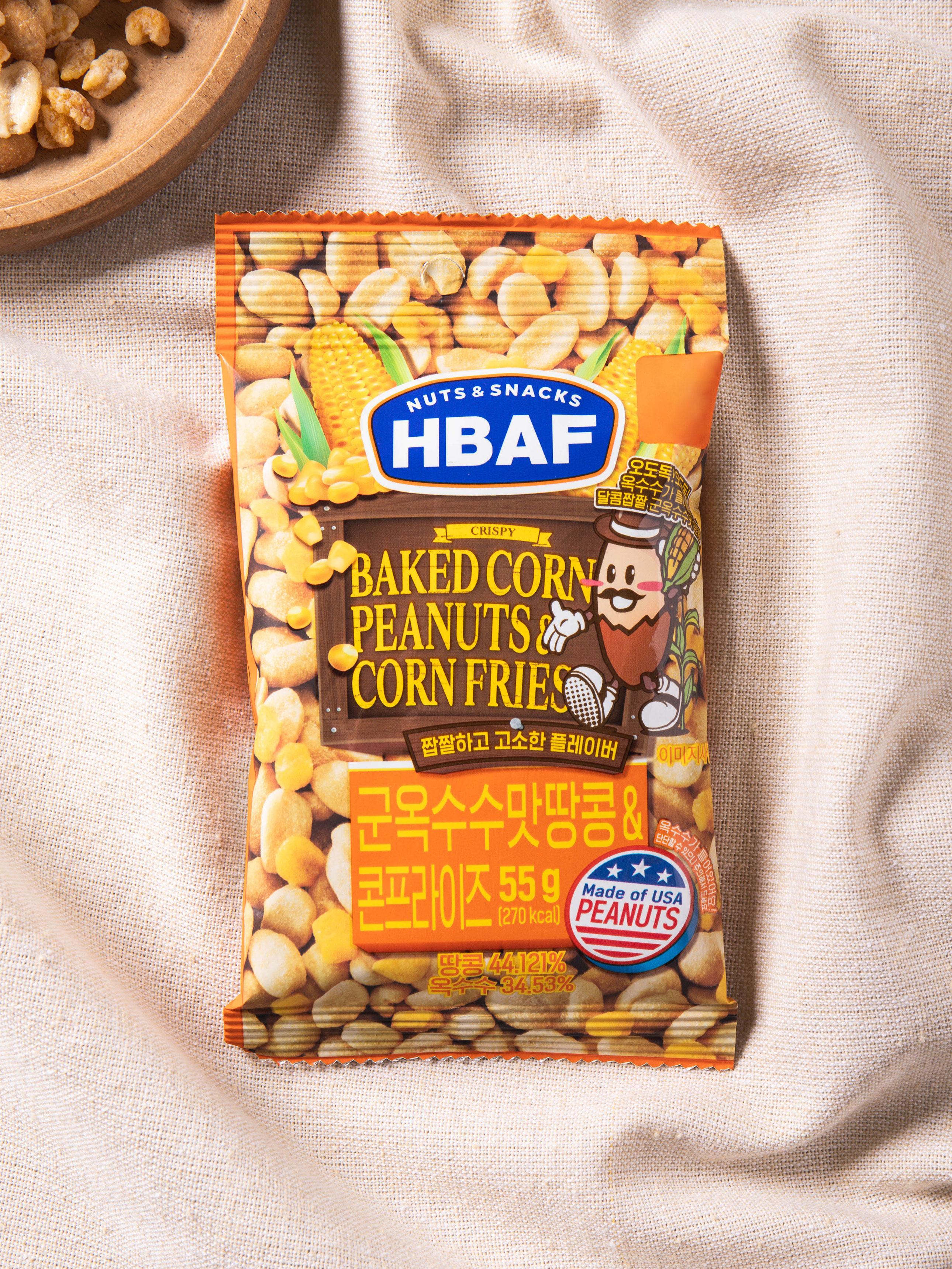 HBAF Roasted Corn Flavored Peanuts & Corn Crisps 55g 1ea