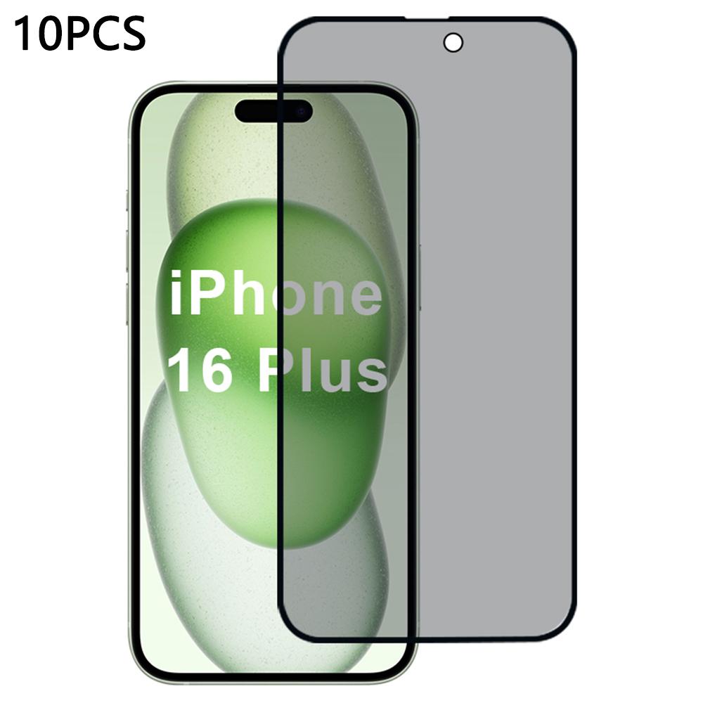 

10Pcs/Pack For iPhone 16 Plus Screen Protector Silk Printing 28-Degree Anti Spy 2.5D Screen Film Type A