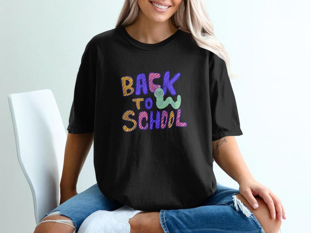 Back to School T-Shirt, Whimsical Bookworm Tee, Teacher Student Apparel