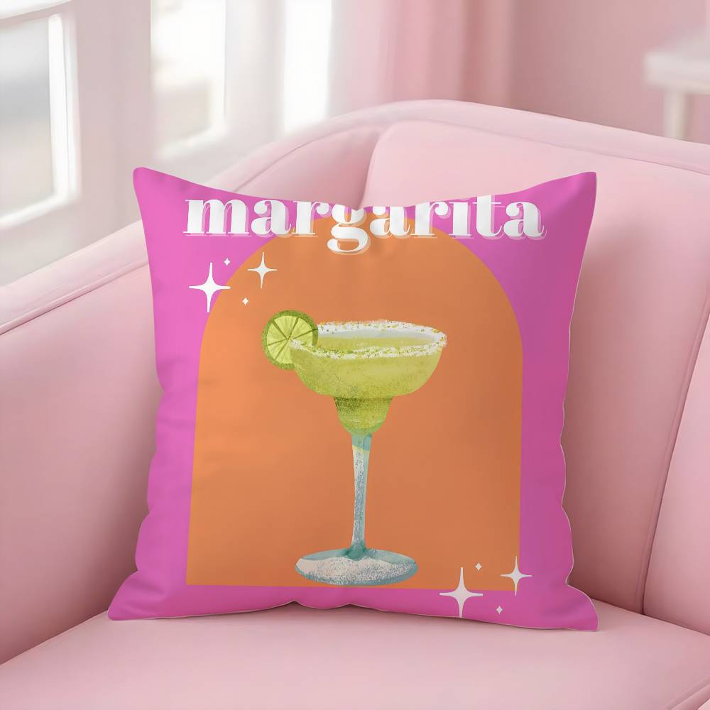 Margarita Cocktail Kunst Kissenbezug Weicher Plüschstoff Beidseitiger Druck Dekorative Wohnzimmer Heimdekoration Geschenk Kissenhülle